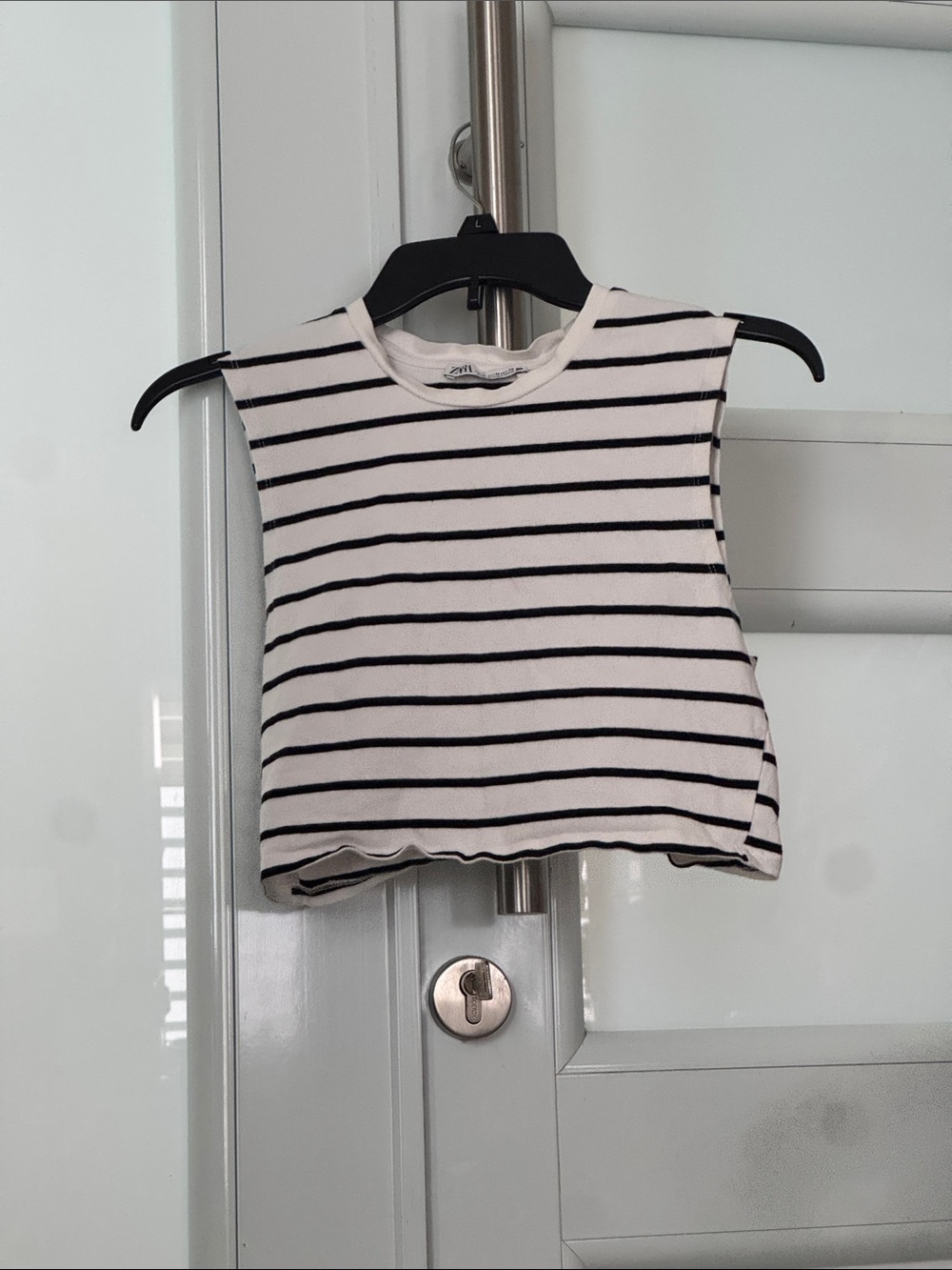 Zara Black & White Striped Cropped Tank